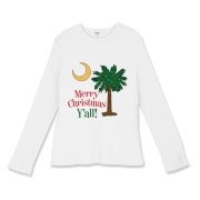 Merry Christmas Y'all Palmetto Moon shirts, apparel and gifts. Celebrate Christmas in South Carolina with this festive design.