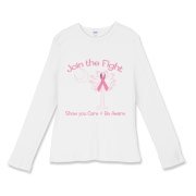 Join the fight against breast cancer in South Carolina! Show you care and be aware with a Join the Fight Pink Ribbon Palmetto Moon Women's Fitted Baby Rib Long Sleeve Tee. Proceeds from Pink Ribbon Palmetto Moon Join the Fight products donated to help fin