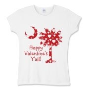 Happy Valentine's Y'all with a White Heart Pattern Palmetto Moon. Get your Happy Valentine's Y'all shirt, apparel, or other gift item today!