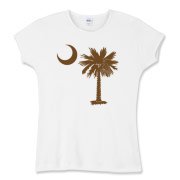 A chocolate brown palmetto and crescent moon. The palmetto is a symbol of South Carolina pride. Buy the chocolate brown palmetto moon on a t-shirt, sweatshirt, or other clothing or gift item.