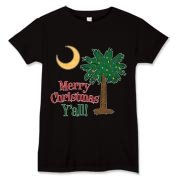 Merry Christmas Y'all Palmetto Moon shirts, apparel and gifts. Celebrate Christmas in South Carolina with this festive design.