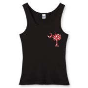 Get a White Heart Pattern Palmetto Moon Women's Fitted Tank Top for your sweetheart this Valentine's Day! Featuring the a smaller pocket sized version of the South Carolina Palmetto Moon with a white heart pattern printed smaller on the left chest area.
