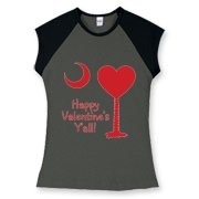 Buy a Happy Valentine's Y'all with a Heart Palmetto Moon Women's Fitted Cap Sleeve Tee.
