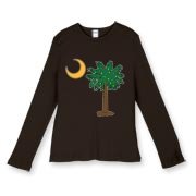 Buy a Christmas Palmetto Moon Women's Fitted Baby Rib Long Sleeve Tee and have a Merry Christmas, South Carolina style.