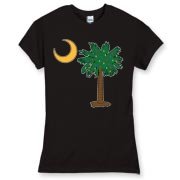 Buy a Christmas Palmetto Moon Women's Fitted Fine Jersey Tee and have a Merry Christmas, South Carolina style.
