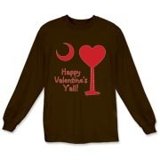 Happy Valentine's Y'all with a Heart Palmetto Moon. Get your Happy Valentine's Y'all shirt, apparel, or other gift item today!