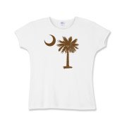 A chocolate brown palmetto and crescent moon. The palmetto is a symbol of South Carolina pride. Buy the chocolate brown palmetto moon on a t-shirt, sweatshirt, or other clothing or gift item.