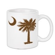 Buy a Chocloate Brown Palmetto Moon Coffee Mug 11oz. The palmetto moon is a symbol of South Carolina pride.