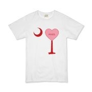 A Candy Heart Palmetto Moon for an Angel! Perfect for Valentine's Day, it features a pink candy heart on the South Carolina Palmetto Moon with Angel.