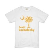 Yellow Polka Dots South Cackalacky Palmetto Moon Organic Kids T-Shirt features a Polka Dot South Carolina palmetto moon logo in yellow.
