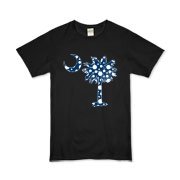 Blue Polka Dot Palmetto Moon Organic Kids T-Shirt features a blue palmetto moon with white polka dots and is a fun variation on the South Carolina flag palmetto logo.