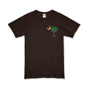 Celebrate a Palmetto Christmas in South Carolina with a Christmas Palmetto Moon T-Shirt, Sweatshirt, or other apparel item. This version features a pocket sized version of the Christmas Tree Palmetto.