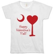 Happy Valentine's Y'all with a Heart Palmetto Moon. Get your Happy Valentine's Y'all shirt, apparel, or other gift item today!