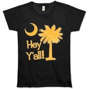 Say hello with the Yellow Hey Y'all Palmetto Moon Organic Women's T-Shirt. It features the South Carolina palmetto moon.