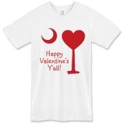 Happy Valentine's Y'all with a Heart Palmetto Moon. Get your Happy Valentine's Y'all shirt, apparel, or other gift item today!