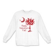 Happy Valentine's Y'all with a White Heart Pattern Palmetto Moon. Get your Happy Valentine's Y'all shirt, apparel, or other gift item today!
