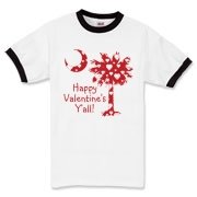 Happy Valentine's Y'all with a White Heart Pattern Palmetto Moon. Get your Happy Valentine's Y'all shirt, apparel, or other gift item today!