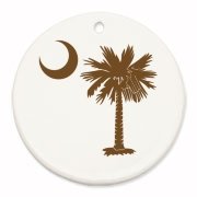 Buy a Chocloate Brown Palmetto Moon Round Ornament. The palmetto moon is a symbol of South Carolina pride.