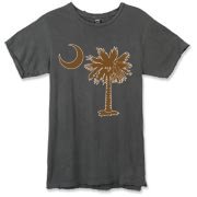 Buy a Chocloate Brown Palmetto Moon Alternative Apparel Destroyed T-Shirt. The palmetto moon is a symbol of South Carolina pride.