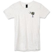 Buy an Earth and Moon Palmetto Alternative Apparel Women's Burnout T-Shirt featuring a smaller palmetto printed on the left chest area with a photo of the Earth and Moon in the background. The palmetto moon is a symbol of South Carolina pride.