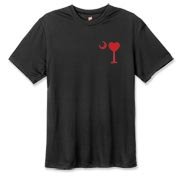 Buy a Heart Palmetto Moon Hanes Cool Dri T-shirt. the read heart is perfect for every sweetheart on Valentine's Day. This version features a smaller palmetto moon printed on the left chest area.
