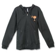 Buy an Orange Polka Dot Palmetto Moon Canvas Freemont Full-Zip Hoodie that features a orange palmetto moon with white polka dots printed smaller on the left chest area.