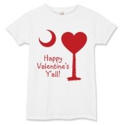 Happy Valentine's Y'all with a Heart Palmetto Moon. Get your Happy Valentine's Y'all shirt, apparel, or other gift item today!