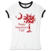 Happy Valentine's Y'all with a White Heart Pattern Palmetto Moon. Get your Happy Valentine's Y'all shirt, apparel, or other gift item today!
