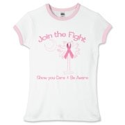 Join the fight against breast cancer in South Carolina! Show you care and be aware with a Join the Fight Pink Ribbon Palmetto Moon Women's Fitted Ringer Tee. Proceeds from Pink Ribbon Palmetto Moon Join the Fight products donated to help find a cure.
