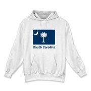Get a South Carolina Palmetto Moon Flag Hooded Sweatshirt that includes the state flag and name.