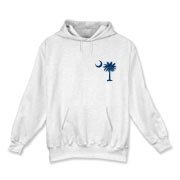 The tradtional blue palmetto and crescent moon design is a symbol of South Carolina pride. Buy the traditional blue palmetto moon printed on the pocket area of a t-shirt, sweatshirt, or other clothing item.