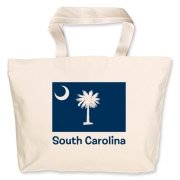 Get a South Carolina Palmetto Moon Flag Jumbo Tote Bag that includes the state flag and name.