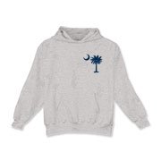 The tradtional blue palmetto and crescent moon design is a symbol of South Carolina pride. Buy the traditional blue palmetto moon printed on the pocket area of a t-shirt, sweatshirt, or other clothing item.