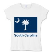 Get a South Carolina Palmetto Moon Flag Women's Fitted Baby Rib Tee that includes the state flag and name.