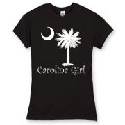 Buy a White Carolina Girl Best in the World Women's Fitted Fine Jersey Tee featuring the palmetto moon. Carolina Girls are truly the best in the world.