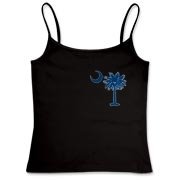 Buy a Blue Palmetto Moon Women's Fitted Camisole Tank featuring a smaller palmetto printed on the left chest area. The palmetto moon is a symbol of South Carolina pride.