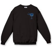 Buy a Blue Palmetto Moon Crewneck Sweatshirt featuring a smaller palmetto printed on the left chest area. The palmetto moon is a symbol of South Carolina pride.