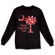 Happy Valentine's Y'all with a White Heart Pattern Palmetto Moon. Get your Happy Valentine's Y'all shirt, apparel, or other gift item today!