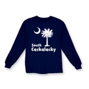 White South Cackalacky Palmetto Moon Kids Long Sleeve T-Shirt features the South Carolina palmetto moon logo in white.