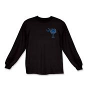 The deluxe Palmetto Moon Flag Kids Long Sleeve T-Shirt features a small palmetto moon in the front pocket area and the South Carolina Flag design on the back.