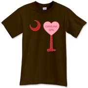 A Candy Heart Palmetto Moon for a Carolina Girl! Perfect for Valentine's Day, it features a pink candy heart on the South Carolina Palmetto Moon with Carolina Girl.