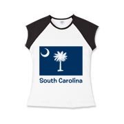 Get a South Carolina Palmetto Moon Flag Girls Cap Sleeve T-Shirt that includes the state flag and name.