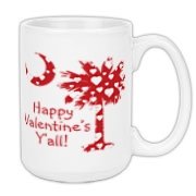 Happy Valentine's Y'all with a White Heart Pattern Palmetto Moon. Get your Happy Valentine's Y'all shirt, apparel, or other gift item today!