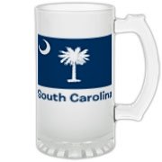 Get a South Carolina Palmetto Moon Flag Frosted Glass Stein that includes the state flag and name.
