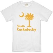 Yellow South Cackalacky Palmetto Moon Organic T-Shirt features the South Carolina palmetto moon logo in yellow.