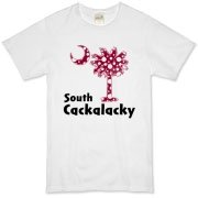 Garnet and Black Polka Dots South Cackalacky Palmetto Moon Organic T-Shirt features a Polka Dot South Carolina palmetto moon logo in garnet.
