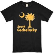 Yellow South Cackalacky Palmetto Moon Organic T-Shirt features the South Carolina palmetto moon logo in yellow.