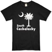 White South Cackalacky Palmetto Moon Organic T-Shirt features the South Carolina palmetto moon logo in white.