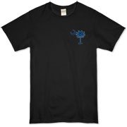 The deluxe Palmetto Moon Flag Organic T-Shirt features a small palmetto moon in the front pocket area and the South Carolina Flag design on the back.