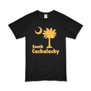 Yellow South Cackalacky Palmetto Moon Organic Kids T-Shirt features the South Carolina palmetto moon logo in yellow.